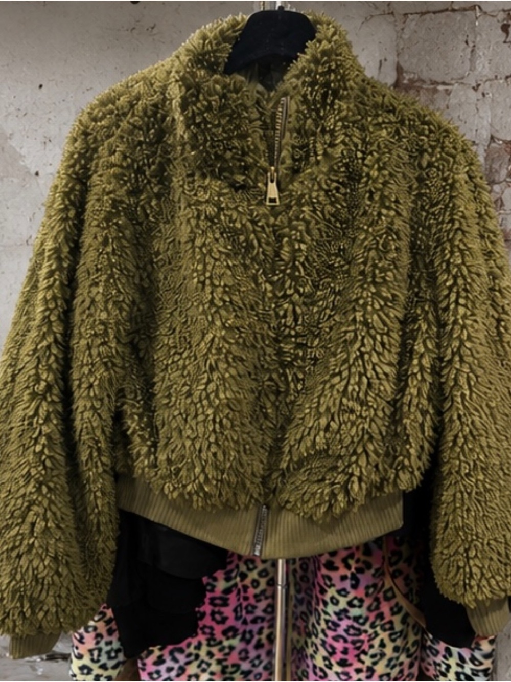 Love Tree Olive Green Plush Sherpa Jacket